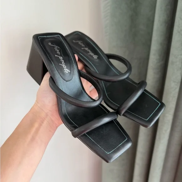 Free People Parker Double Strap Heels - Black - EU Size 37.5/ US Size 7 - Picture 3 of 13